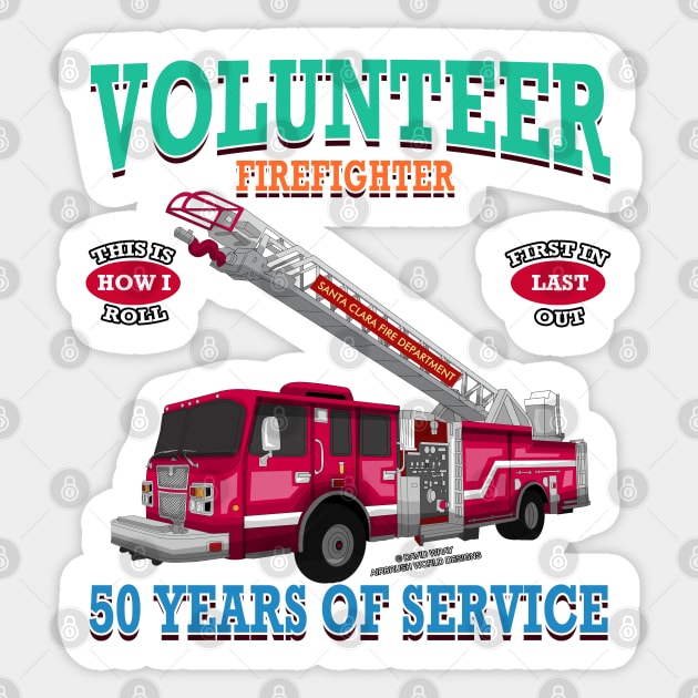 Volunteer Firefighter Fire Truck Novelty Gift Sticker by Airbrush World